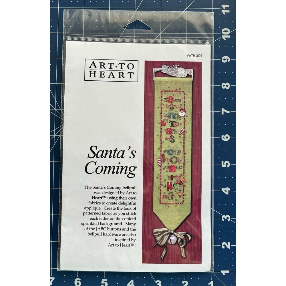Art To Heart Santa's Coming Cross Stitch Bell Pull Pattern w JABC Buttons